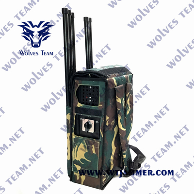 IP65 150m までの強力なバックパックの携帯電話の妨害機 GPS GSM DCS 3G 4G 5G ブロッカーの適用範囲