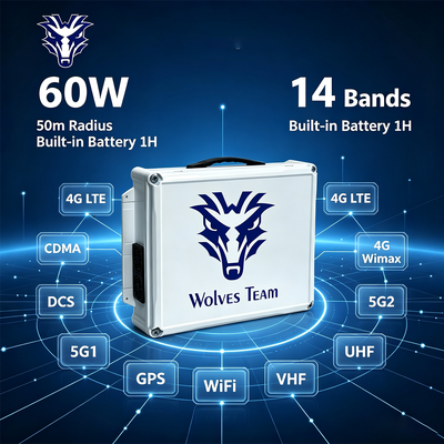 買う 60W 14バンド デスクトップ型シグナルジャマー 内蔵バッテリー 4G LTE 5G WiFi GPS VHF UHF Lojack対応 オンライン製造