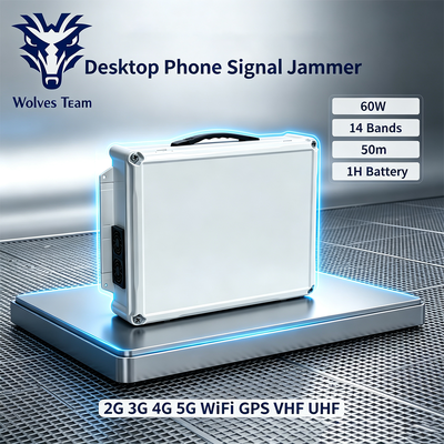 買う 60W 14バンド デスクトップ・シグナル・ジャマー フルバンドRFブロック用の内蔵バッテリー オンライン製造