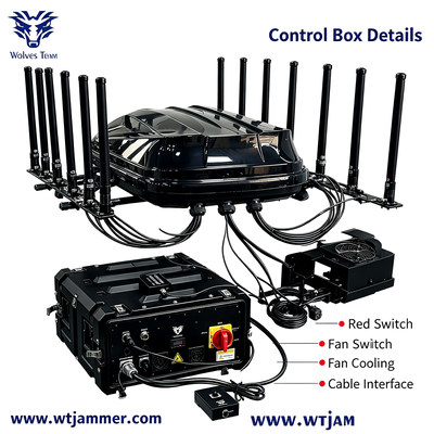 買う 1400W 14チャンネル IP65防水シグナルジャマー RF周波数ブロッカー 5G GPS WiFi UHF VHF用 オンライン製造