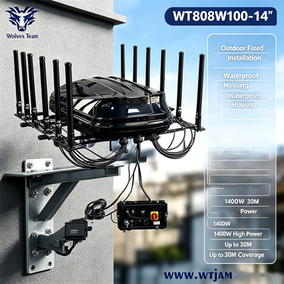 買う 刑務所敷地境界警備用 1400W 14バンド IP65 防水屋外シグナルジャマー RFジャマー オンライン製造