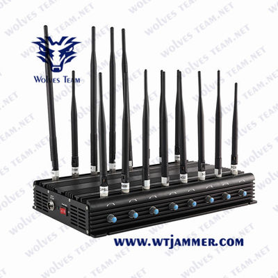 複数のバンド14チャネルの細胞携帯電話信号の妨害機のWiFiのブロッカーUHF VHF 3G 4G 5Gの電話信号の妨害機
