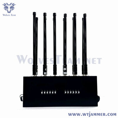 6 チャンネル 300W デスクトップ信号ジャマー、2G/3G/4G/5G/WiFi/GPS のブロック範囲最大 100m