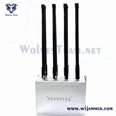 シルバー 80W 5G ジャマー 組み込み電源付き 全携帯電話信号ジャマー